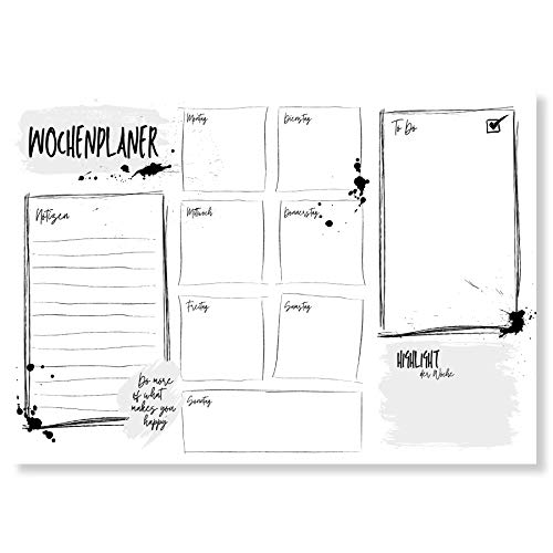Wochenplaner Block A4 (50 Blatt) - Ohne festes Datum - Schreibtischunterlage mit ToDo Liste - Wochen Planer Wochenkalender aus Papier - Weekly Planner Undatiert - Terminplaner - Wochenplan - Ink von Gentle North