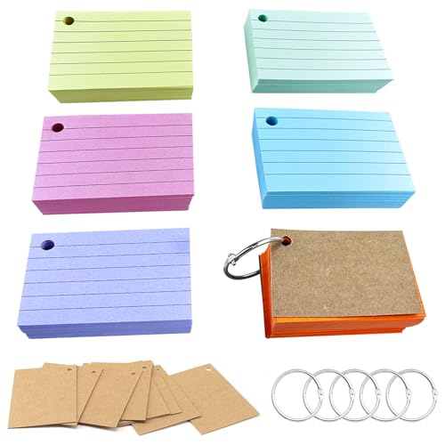 Gentpovth 600PCS A8 Linierte Karteikarten, Neonfarbener Lernkarten mit gestanzten Löchern, vokabelkasten Karteikarte, Unterwegs Vokabel Lernen, Formeln und Notizen, für Büro, Präsentation, Vortrag Gentpovth 600PCS A8 Linierte Karteikarten, Neonfarbener Lernkarten mit gestanzten Löchern, vokabelkasten Karteikarte, Unterwegs Vokabel Lernen, Formeln und Notizen, für Büro, Präsentation, Vortrag von Gentpovth