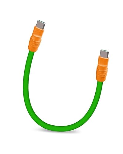Color Block Chubby – Powerbank-freundliches Kabel, kurzes Schnellladekabel, USB-Ladekabel mit Typ-C, Mikro-Port-Anschlüssen für Handy, Tablets, Grün + Orange, Typ-C auf Typ-C, 2 m von GentsStride