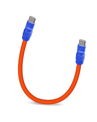 Color Block Chubby – Powerbank-freundliches Kabel, kurzes Schnellladekabel, USB-Ladekabel mit Typ-C, Mikro-Port-Anschlüssen für Handy, Tablets, Orange + Blau, Typ-C auf Typ-C, 4 m von GentsStride