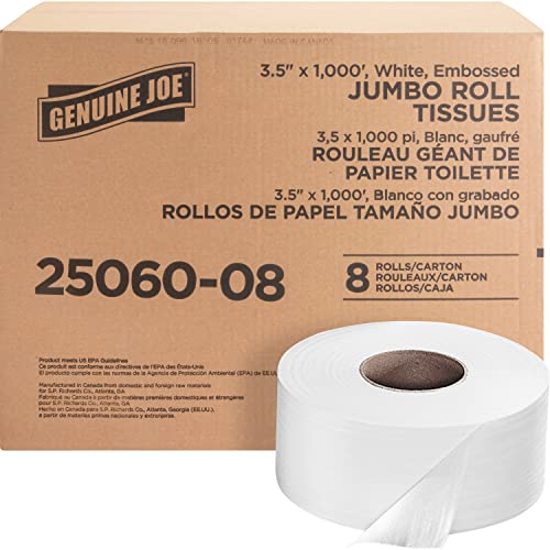 Genuine Joe gjo2506008 2-lagig geprägt Jumbo Rolle Badezimmer Tissue, weiß (Fall von 8) von Genuine Joe