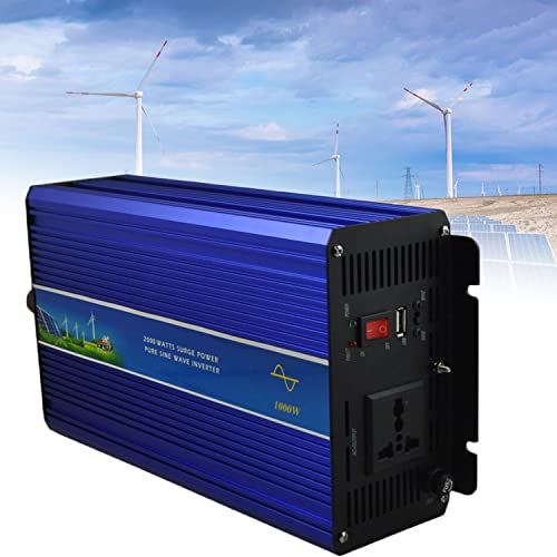 1000W Reiner Sinus Spannungswandler Wechselrichter 12V 24V 48V 96V 220V auf 230V 240V Umwandler Inverter Konverter mit EU Steckdose und USB-Port - Spitzenleistung 2000W von Genway