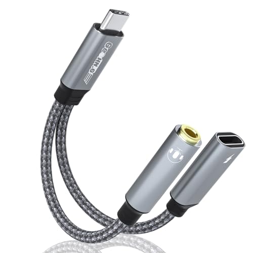 USB C auf 3,5mm Klinke Kopfhörer Adapter und Laden, 2-in-1 USB Typ C auf Klinke 3,5mm Aux Audio Adapter PD 60W Schnellladung Hi-Fi Dongle für Samsung Galaxy S23/S22/S21/S20, OnePlus, Note20/10, Pixel von GeoHN.G