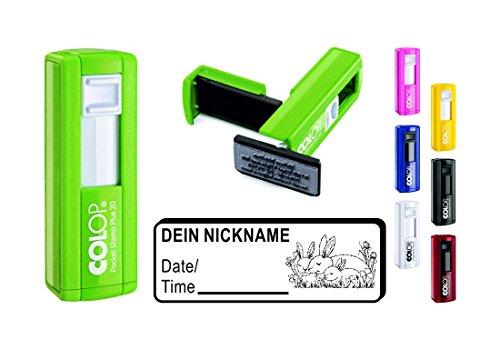 Geocachingstempel Pocketstempel « HASENFAMILIE » Abdruckgröße ca. 37 x 14 mm - mit persönlichem Cachernamen/Nicknamen Geocaching Stempel Hase von Geocaching Stempel