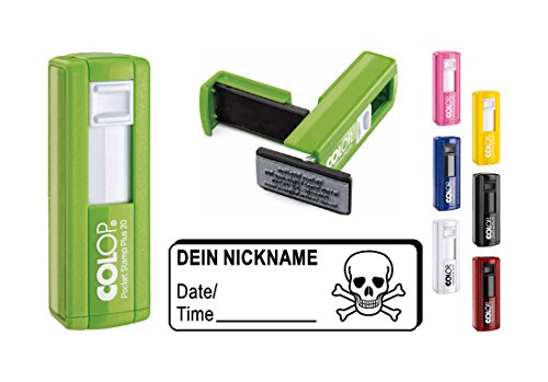 Geocachingstempel Pocketstempel « TOTENKOPF » Abdruckgröße ca. 37 x 14 mm - mit persönlichem Cachernamen/Nicknamen Stempel Geocaching von Geocaching Stempel