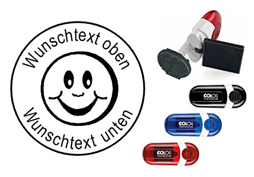 Geocachingstempel « SMILEY » mit persönlichem Cachername/Nickname Abdruckgröße ca. Ø 24 mm - Geocaching von Geocaching Stempel