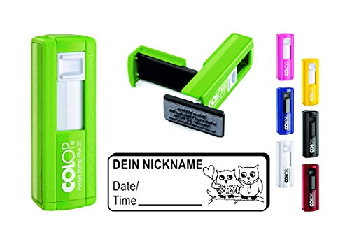 Geocachingstempel verliebtes EULENPÄRCHEN - Abdruckgröße ca. 37 x 14 mm - mit persönlichem Nicknamen von Geocaching Stempel
