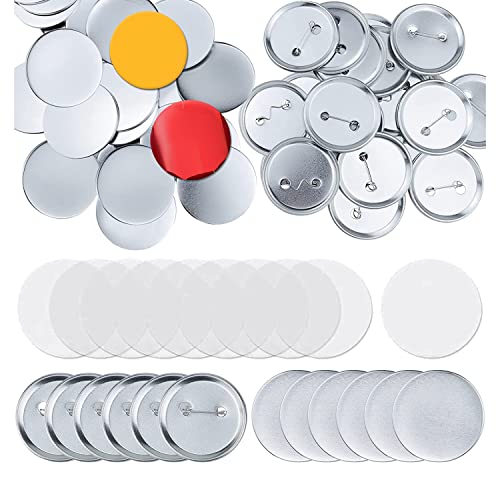 Geofray 100 Sets Runde Knopfteile -HerstellungszubehöR 58 Mm Metallknopf-Abzeichen-Kits, Pin-Back-Button-Teile von Geofray