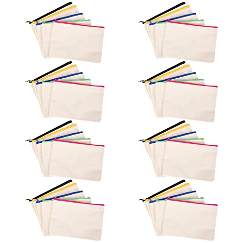 Geofray 40 StüCk Leinwand Kosmetik Tasche Leinwand Reiß Verschluss Tasche Bleistift Etui DIY Hand Gefertigte Tasche DIY Handwerks Schule Multi Farbe Reiß Verschluss von Geofray