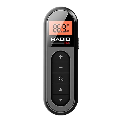 Geofray Mini-UKW-Radio mit Hintergrundbeleuchtetem LCD-Display, Kabelgebunden, 3,5-Mm-Kopfhörer, Langlebig von Geofray
