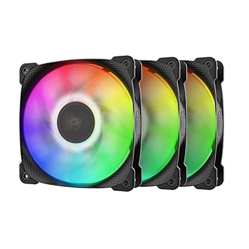 Geometric Future Squama 2501 RGB-PWM-Lüfter - 120 mm 3er-Pack - hohe Leistung - 5 V, 3-polig adressierbares RGB - 4-poliger PWM - mit Controller - Schwarz - (GEO-S2501B-3) von Geometric Future