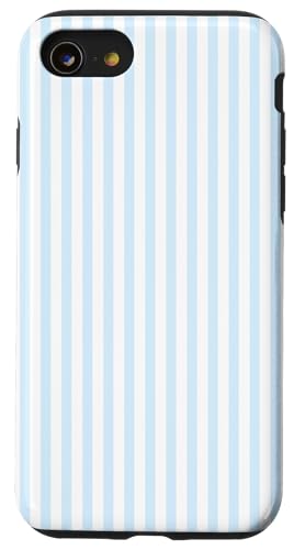 Pastellblaue Streifen geometrisches Küstenstrand-Sommermuster Hülle für iPhone SE (2020) / 7 / 8 von Geometric Lines Pattern