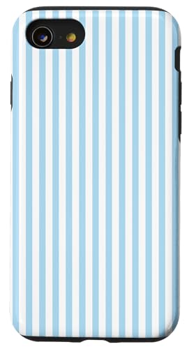 Pastellblaue Streifen geometrisches Küstenstrand-Sommermuster Hülle für iPhone SE (2020) / 7 / 8 von Geometric Lines Pattern