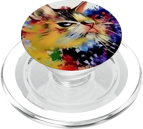 Bunte abstrakte Katze – lebendiges, künstlerisches Katzen-Design PopSockets PopGrip für MagSafe Bunte abstrakte Katze – lebendiges, künstlerisches Katzen-Design PopSockets PopGrip für MagSafe von Geonetiqué Designs