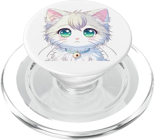 Kawaii Anime Katze Kunst, niedliche große Augen Kätzchen Illustration PopSockets PopGrip für MagSafe von Geonetiqué Designs