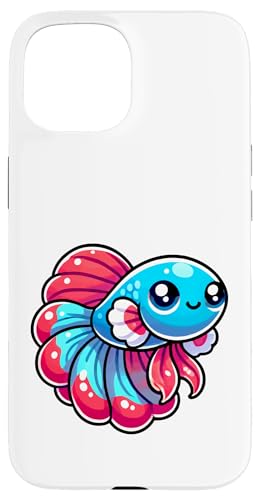 Kawaii Betta Fisch, buntes Wassertier Hülle für iPhone 15 von Geonetiqué Designs