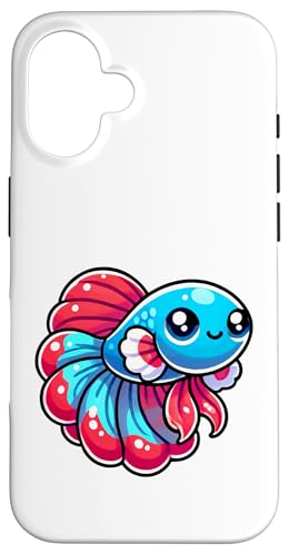 Kawaii Betta Fisch, buntes Wassertier Hülle für iPhone 16 von Geonetiqué Designs