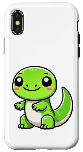 Kawaii Eidechse, niedliches Cartoon-Reptilien-Design Hülle für iPhone X/XS von Geonetiqué Designs