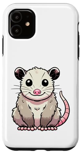 Kawaii Opossum - Süßes lächelndes Opossum mit rosa Nase und Schwanz Hülle für iPhone 11 von Geonetiqué Designs