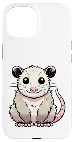 Kawaii Opossum - Süßes lächelndes Opossum mit rosa Nase und Schwanz Hülle für iPhone 15 von Geonetiqué Designs