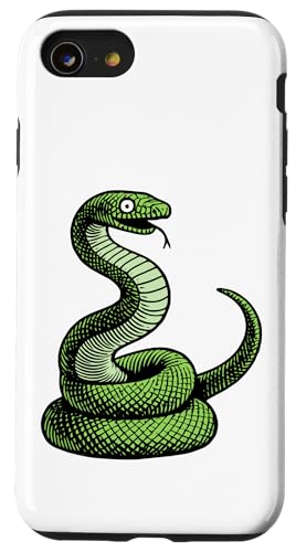 Lustiger Schlangen-Cartoon – kräftiges grünes Reptilien-Grafikdesign Hülle für iPhone SE (2020) / 7 / 8 von Geonetiqué Designs