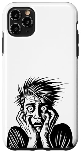 Screaming Face Art, gotische Linienführung mit Horrorausdruck Hülle für iPhone 11 Pro Max von Geonetiqué Designs