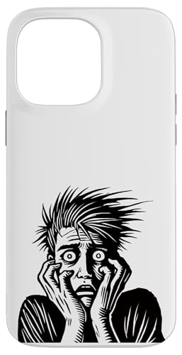 Screaming Face Art, gotische Linienführung mit Horrorausdruck Hülle für iPhone 14 Pro Max von Geonetiqué Designs