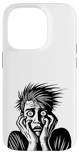 Screaming Face Art, gotische Linienführung mit Horrorausdruck Hülle für iPhone 14 Pro von Geonetiqué Designs