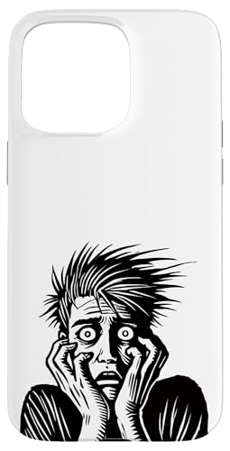 Screaming Face Art, gotische Linienführung mit Horrorausdruck Hülle für iPhone 15 Pro Max von Geonetiqué Designs