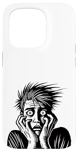 Screaming Face Art, gotische Linienführung mit Horrorausdruck Hülle für iPhone 15 Pro von Geonetiqué Designs