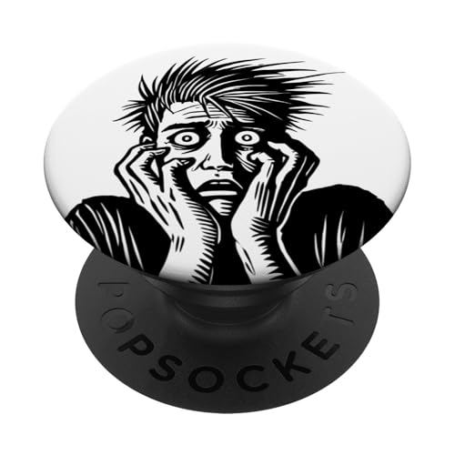 Screaming Face Art, gotische Linienführung mit Horrorausdruck PopSockets Klebender PopGrip Screaming Face Art, gotische Linienführung mit Horrorausdruck PopSockets Klebender PopGrip von Geonetiqué Designs