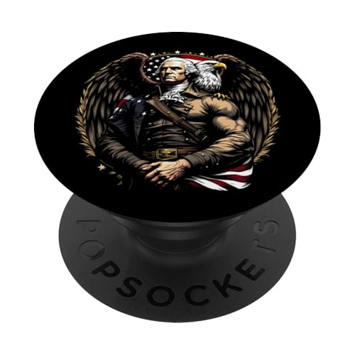Georger Washington Outfit im USA Amerika Design 4th of July PopSockets Klebender PopGrip von Georger Washington Grafik für Herren und Damen USA