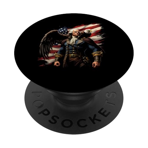 Georger Washington Outfit im USA Amerika Design 4th of July PopSockets Klebender PopGrip von Georger Washington Grafik für Herren und Damen USA