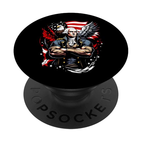 Georger Washington Outfit im USA Amerika Design 4th of July PopSockets Klebender PopGrip von Georger Washington Grafik für Herren und Damen USA