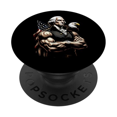 Georger Washington Outfit im USA Amerika Design 4th of July PopSockets Klebender PopGrip von Georger Washington Grafik für Herren und Damen USA