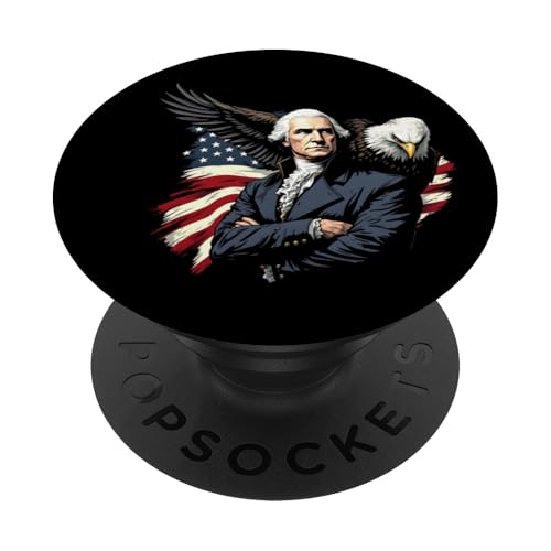 Georger Washington Outfit im USA Amerika Design 4th of July PopSockets Klebender PopGrip von Georger Washington Grafik für Herren und Damen USA