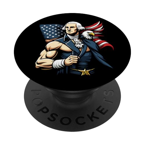 Georger Washington Outfit im USA Amerika Design 4th of July PopSockets Klebender PopGrip von Georger Washington Grafik für Herren und Damen USA