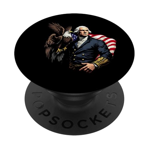 Georger Washington Outfit im USA Amerika Design 4th of July PopSockets Klebender PopGrip von Georger Washington Grafik für Herren und Damen USA
