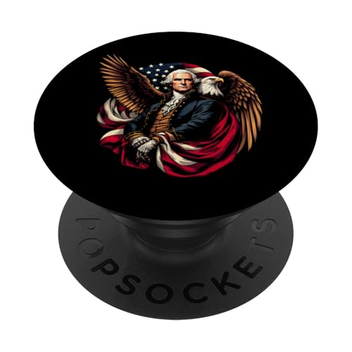 Georger Washington Outfit im USA Amerika Design 4th of July PopSockets Klebender PopGrip von Georger Washington Grafik für Herren und Damen USA
