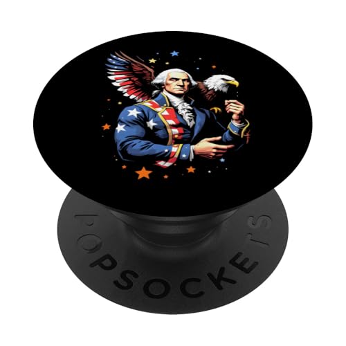 Georger Washington Outfit im USA Amerika Design 4th of July PopSockets Klebender PopGrip von Georger Washington Grafik für Herren und Damen USA