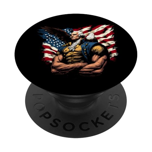 Georger Washington Outfit im USA Amerika Design 4th of July PopSockets Klebender PopGrip von Georger Washington Grafik für Herren und Damen USA
