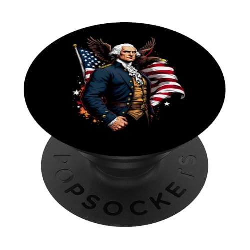 Georger Washington Outfit im USA Amerika Design 4th of July PopSockets Klebender PopGrip von Georger Washington Grafik für Herren und Damen USA