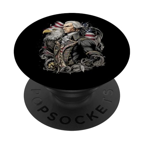 Georger Washington Outfit im USA Amerika Design 4th of July PopSockets Klebender PopGrip von Georger Washington Grafik für Herren und Damen USA