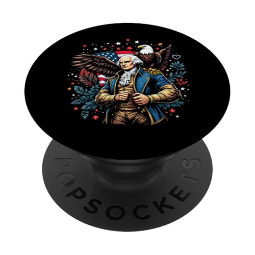Georger Washington Outfit im USA Amerika Design 4th of July PopSockets Klebender PopGrip von Georger Washington Grafik für Herren und Damen USA