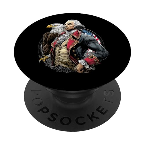Georger Washington Outfit im USA Amerika Design 4th of July PopSockets Klebender PopGrip von Georger Washington Grafik für Herren und Damen USA