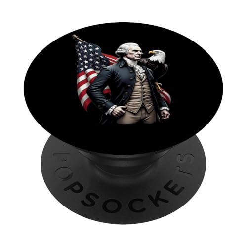 Georger Washington Outfit im USA Amerika Design 4th of July PopSockets Klebender PopGrip von Georger Washington Grafik für Herren und Damen USA