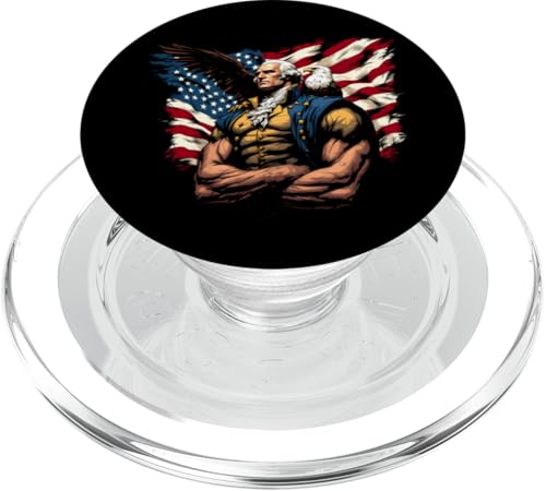 Georger Washington Outfit im USA Amerika Design 4th of July PopSockets PopGrip für MagSafe von Georger Washington Grafik für Herren und Damen USA
