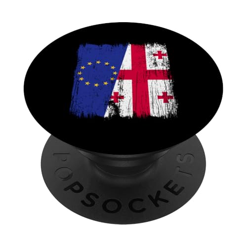 EU Georgia Halbflagge Europäische Union Georgische Wurzeln PopSockets Klebender PopGrip von Georgia Flag Designs Proud Georgian Heritage