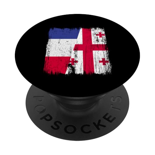 Frankreich, Georgien, halbe Flagge, französische georgische Wurzeln PopSockets Klebender PopGrip Frankreich, Georgien, halbe Flagge, französische georgische Wurzeln PopSockets Klebender PopGrip von Georgia Flag Designs Proud Georgian Heritage