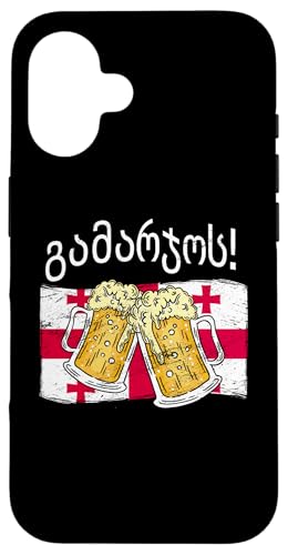 Gaumarjos Cheers Georgische Sprache Schriftzug Georgia Bier Hülle für iPhone 16 Gaumarjos Cheers Georgische Sprache Schriftzug Georgia Bier Hülle für iPhone 16 von Georgia Flag Designs Proud Georgian Heritage